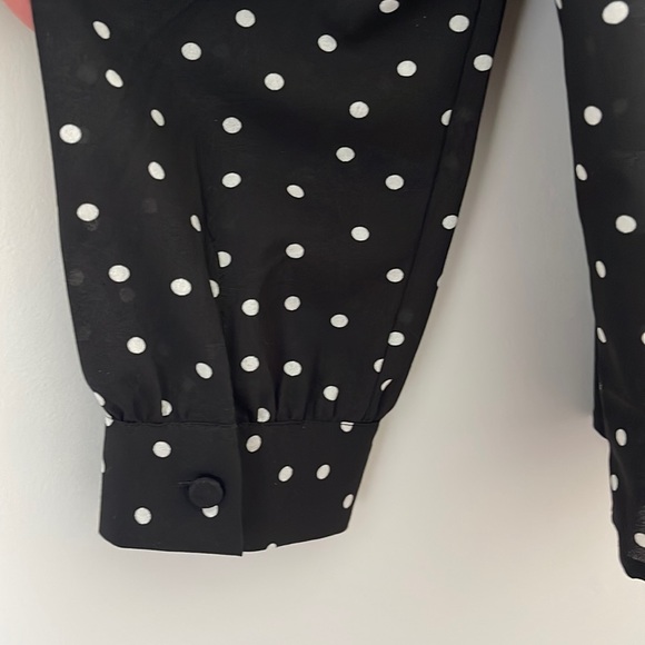J.Crew Factory Crewneck women’s blouse - black with white polka dots - Picture 5 of 6